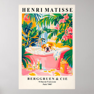 Englische Bulldogge in der Badewanne Kunstprint im Poster