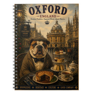 Englische Bulldogge in Oxford Vintage Reise Kunst Notizblock