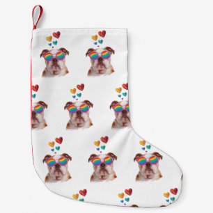 Englische Bulldogge mit Herzen Valentinstag Kleiner Weihnachtsstrumpf
