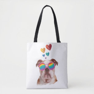 Englische Bulldogge mit Herzen Valentinstag Tasche