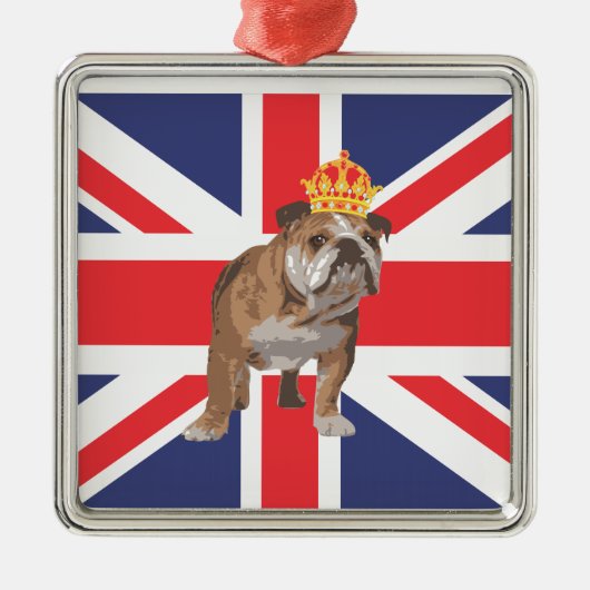 Englische Bulldogge mit Kronen-und Silbernes Ornament (Vorne)