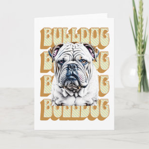 Englische Bulldogge mit Retro-Schrift Karte