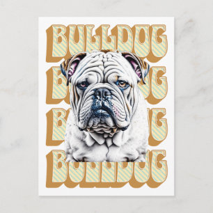 Englische Bulldogge mit Retro-Schrift Postkarte