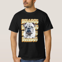 Englische Bulldogge mit Retro-Schrift