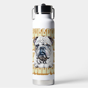 Englische Bulldogge mit Retro-Schrift Trinkflasche