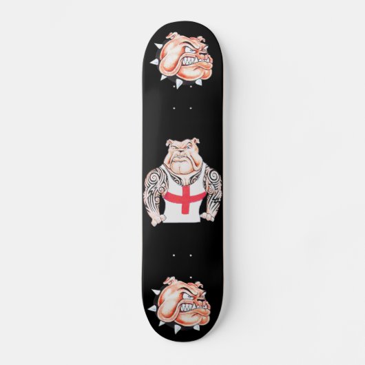 Englische Bulldogge mit Stammes- Tätowierungen Skateboard (Vorderseite)