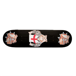 Englische Bulldogge mit Stammes- Tätowierungen Skateboard
