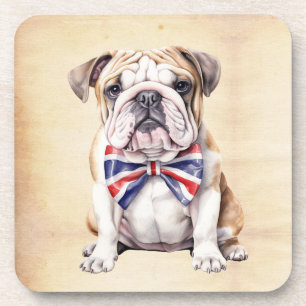 Englische Bulldogge mit Union Jack-Fliege Getränkeuntersetzer