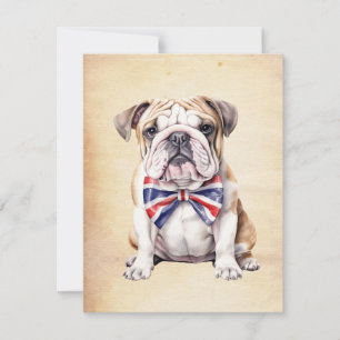 Englische Bulldogge mit Union Jack Fliege Mitteilungskarte
