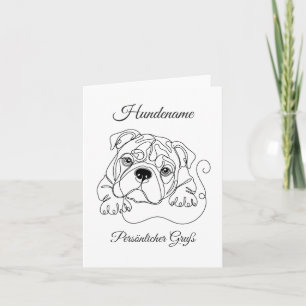 Englische Bulldogge Personalisierte One-Line Art Karte