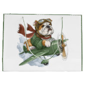 Englische Bulldogge Pilot Flugzeug Große Geschenktüte (Rückseite)