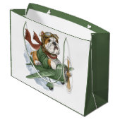 Englische Bulldogge Pilot Flugzeug Große Geschenktüte (Rückseite Schrägansicht)