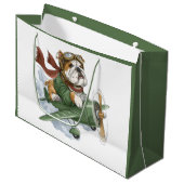 Englische Bulldogge Pilot Flugzeug Große Geschenktüte (Vorderseite Schrägansicht)