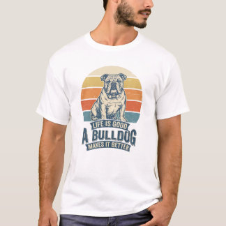 Englische Bulldogge Retro Sonnenuntergang Vintage T-Shirt