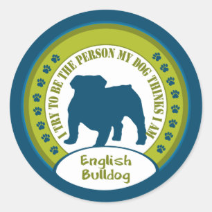 Englische Bulldogge Runder Aufkleber