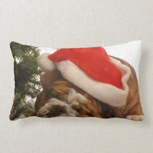 Englische Bulldogge schlummernd Weihnachts-Kissen Lendenkissen