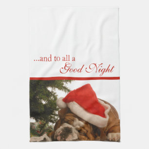 Englische Bulldogge schlummerndes Weihnachts-Küche Küchentuch