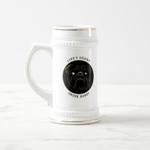 Englische Bulldogge Schwarz und Gold Bierglas