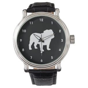 Englische Bulldogge Silhouette Armbanduhr