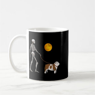 Englische Bulldogge Skelett Hund Gehen Halloween Kaffeetasse