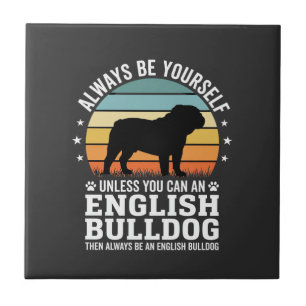 Englische Bulldogge Sonnenuntergang Sei selbst Hun Fliese