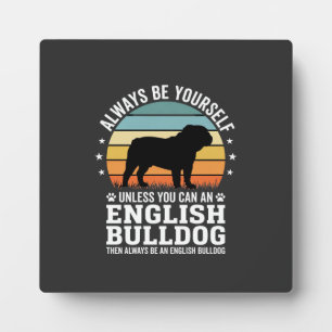 Englische Bulldogge Sonnenuntergang Sei selbst Hun Fotoplatte