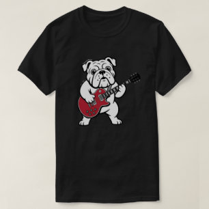 Englische Bulldogge spielt elektrische Gitarre  T-Shirt