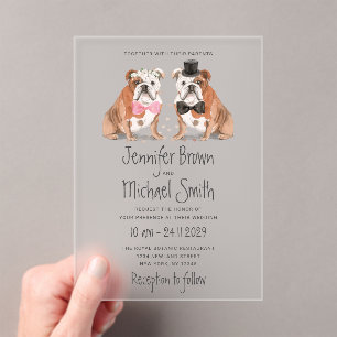Englische Bulldogge Süße Hochzeit Hunde Acryleinladungen