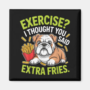 Englische Bulldogge trainiert, Extra Pommes Fritti Magnet