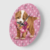 Englische Bulldogge und Schuh Große Wanduhr (Winkel)