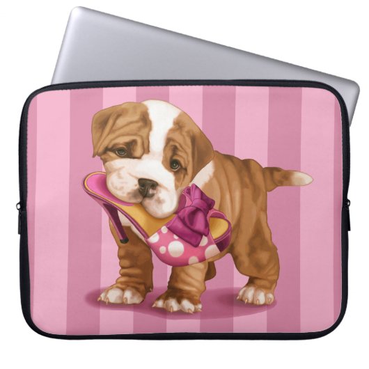 Englische Bulldogge und Schuh Laptopschutzhülle (Vorderseite)