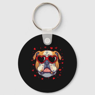 Englische Bulldogge Valentinstag Herz Süße Hunde L Schlüsselanhänger