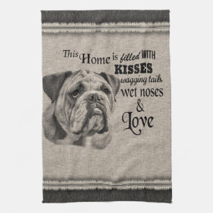 Englische Bulldogge vintage-porträt süßes Zitat Geschirrtuch