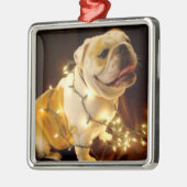 Englische Bulldogge Weihnachtsbaumverzierung Silbernes Ornament (Links)