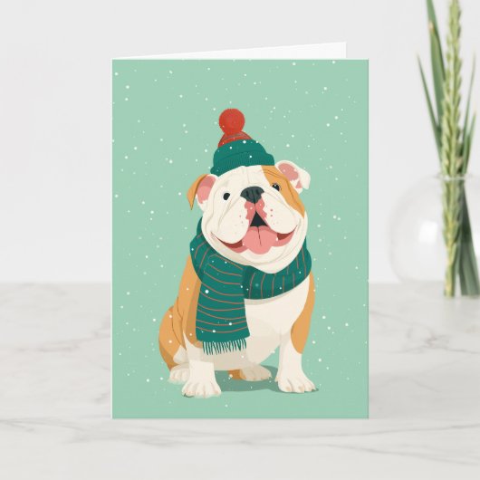 Englische Bulldogge Weihnachtsgrüße Karte (Vorderseite)