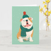 Englische Bulldogge Weihnachtsgrüße Karte (Gelbe Blume)