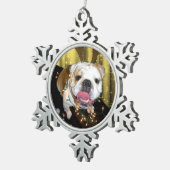 Englische Bulldogge Weihnachtsverzierung Schneeflocken Zinn-Ornament (Rechts)