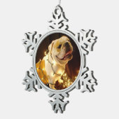 Englische Bulldogge Weihnachtsverzierung Schneeflocken Zinn-Ornament (Rechts)