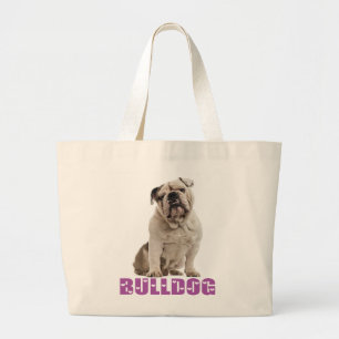 Englische Bulldogge Weiß & Tan Welpe Hund Lila Lie Jumbo Stoffbeutel