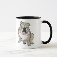 Englische Bulldoggen-Illustration auf Kaffee-Tasse