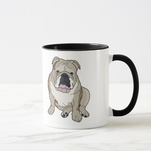 Englische Bulldoggen-Illustration auf Kaffee-Tasse Tasse (Rechts)