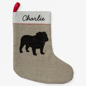 Englische Bulldoggen-Silhouette-personalisierter Kleiner Weihnachtsstrumpf (Vorderseite)