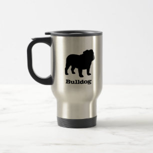 Englische Bulldoggen-Silhouetten mit Text Reisebecher