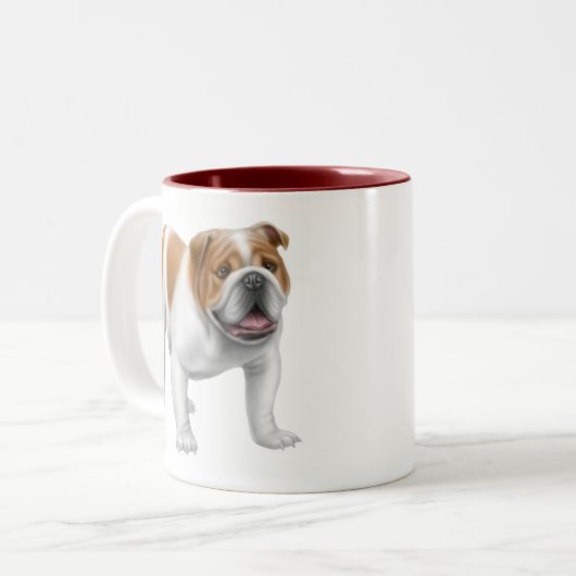 Englische Bulldoggen-Tasse Zweifarbige Tasse (Vorderseite Links)