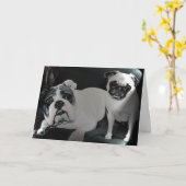 Englische Bulldoggen-und Mops-Gruß-Karte Karte (Gelbe Blume)