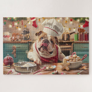 Englische Bulldoggen-Weihnachtsbäckerei: Festliche Puzzle