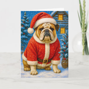 Englische Bulldoggen-Weihnachtskarte Feiertagskarte