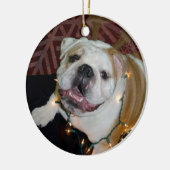 Englische Bulldoggen-Weihnachtsverzierung Keramikornament (Links)