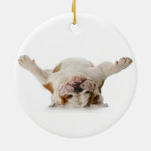 Englische Bulldoggen-Weihnachtsverzierung Keramikornament (Hinten)