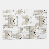 Englische Bulldoggen, weiß. Hundemuster Geschirrtuch (Horizontal)